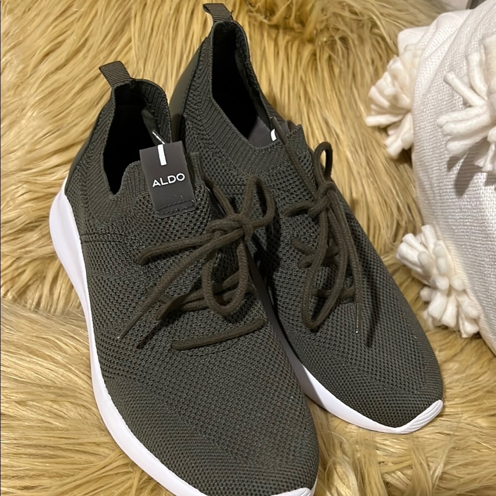 Aldo Olive Green and White Sneakers with Modern Design